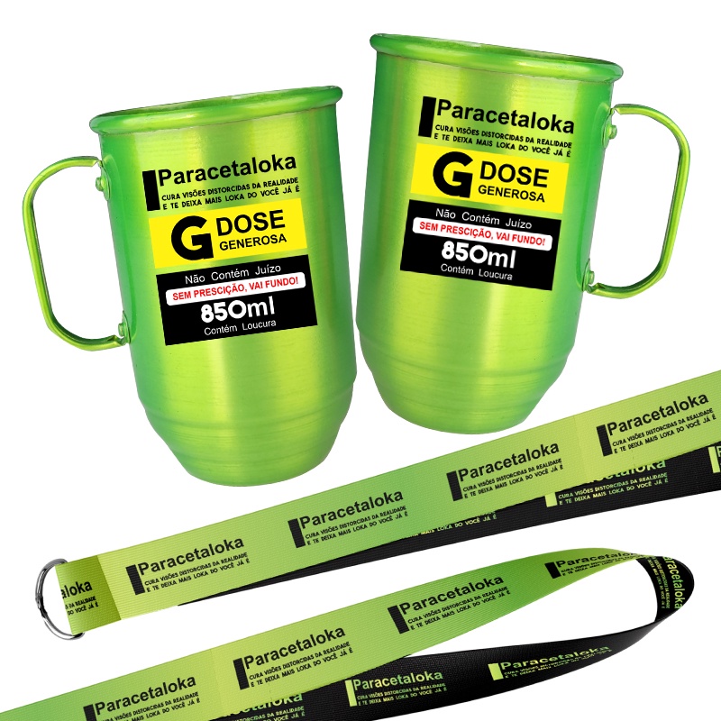 Caneca de Alumínio 850ml com Tirante Frase Paracetaloka