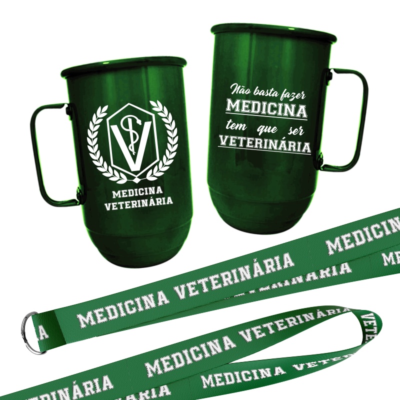 Caneca de Alumínio 850ml com Tirante Medicina Veterinária