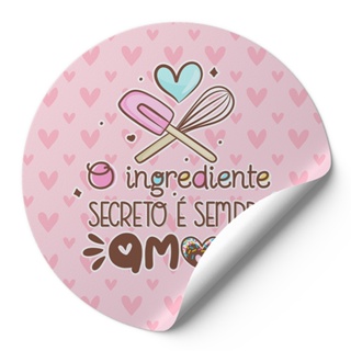 120 Adesivo Decorativo Doces Confeitaria O Ingrediente Secreto Sempre É Amor Rosa Com Corações em Oferta na Shopee