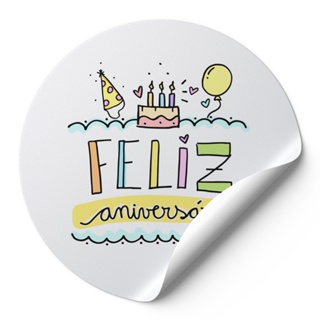120 Adesivo Decorativo 4Cm Rotulos Autocolante Lettering Feliz Aniversario Bens Balões Branco em Oferta na Shopee