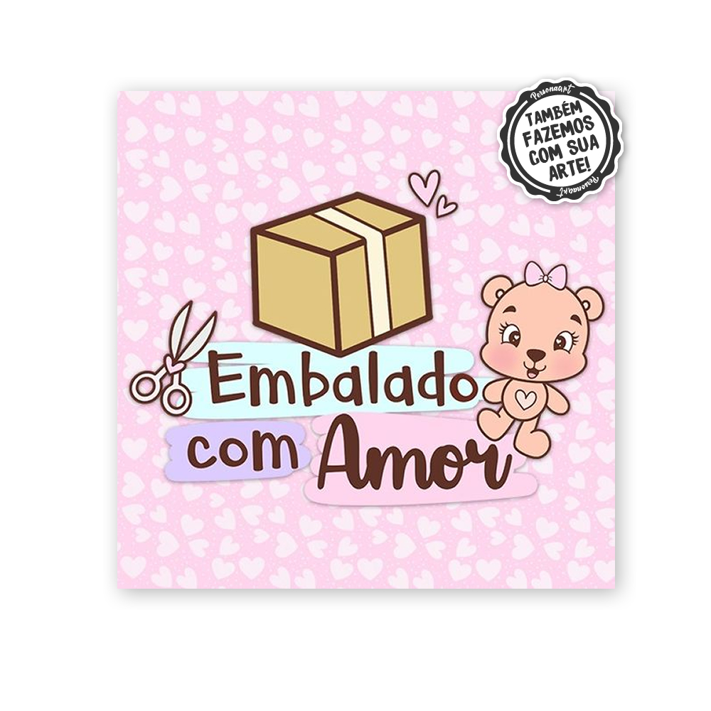 KIT 24 Rótulos Adesivos para Lacre de Segurança empresa Ecom personalizado B13 Embalado com Amor