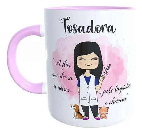 Caneca Xícara Bonequinha Tosadora Pet Shop P Presentear