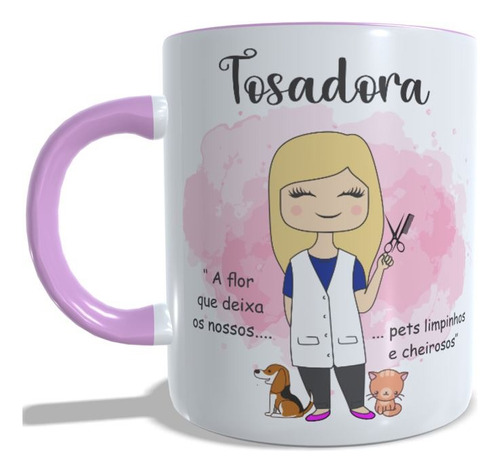 Caneca Xícara P Presente Profissão Tosadora Loira Pet Shop