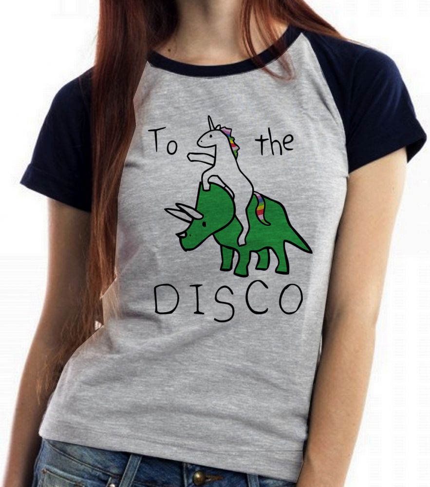 Baby Look Blusa Feminina ou Camiseta Unissex Dinossauro Unicórnio