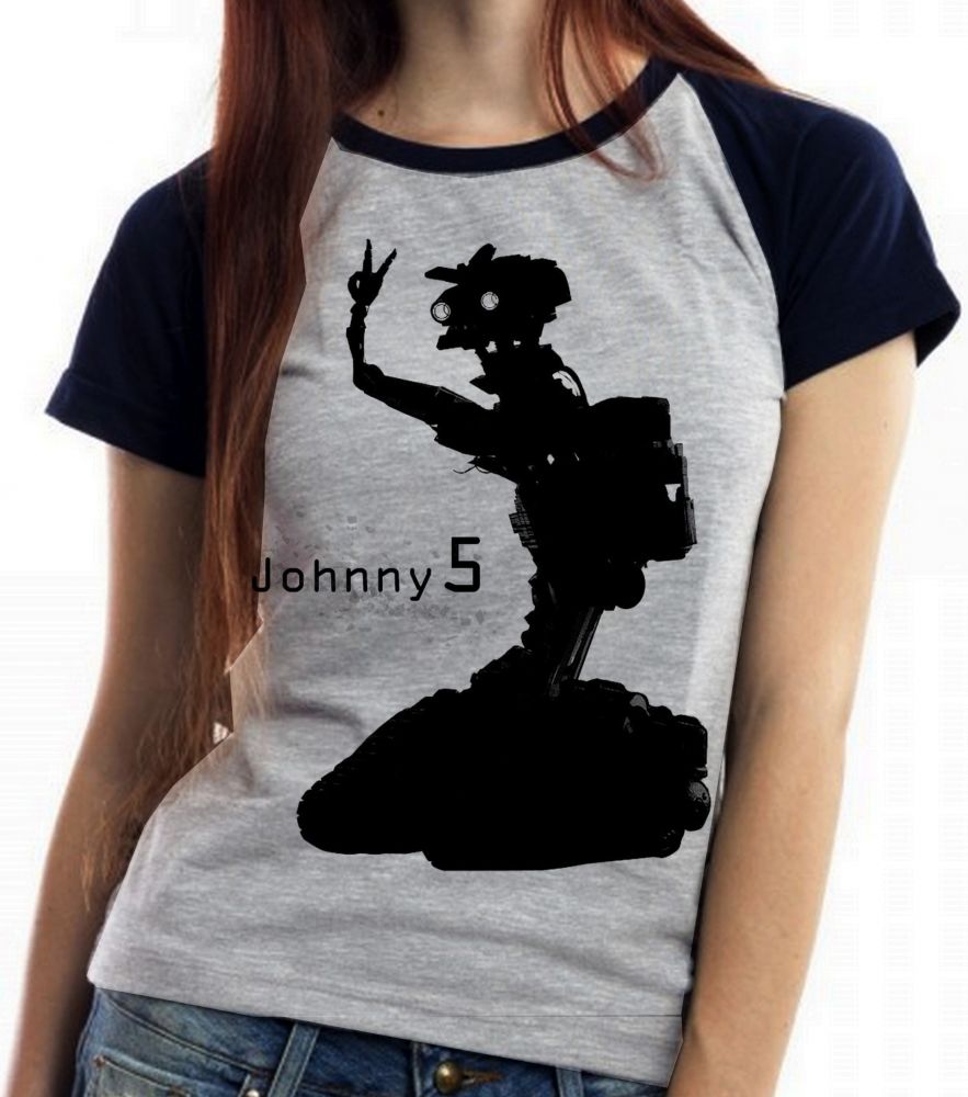 Baby look blusa feminina ou Camiseta unissex Johnny 5 robô