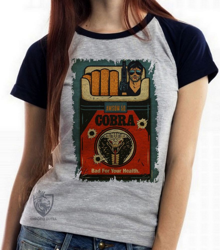 Baby look blusa feminina ou Camiseta unissex Cigarro Cobra