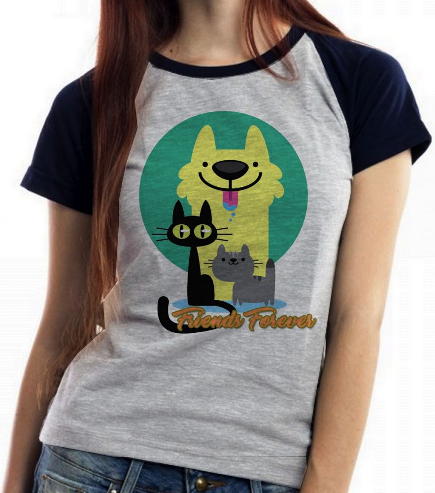 Baby look blusa feminina ou Camiseta unissex Pets Friend Forever