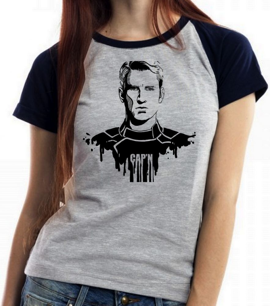 Baby Look Blusa Feminina ou Camiseta Unissex Feminina Capitão América  Steve