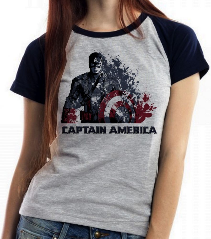 Baby Look Blusa Feminina ou Camiseta Unissex Feminina Capitão América Desintegrando