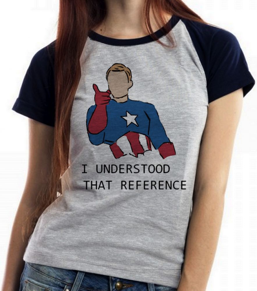 Baby Look Blusa Feminina ou Camiseta Unissex Feminina Capitão América  entendi a referência