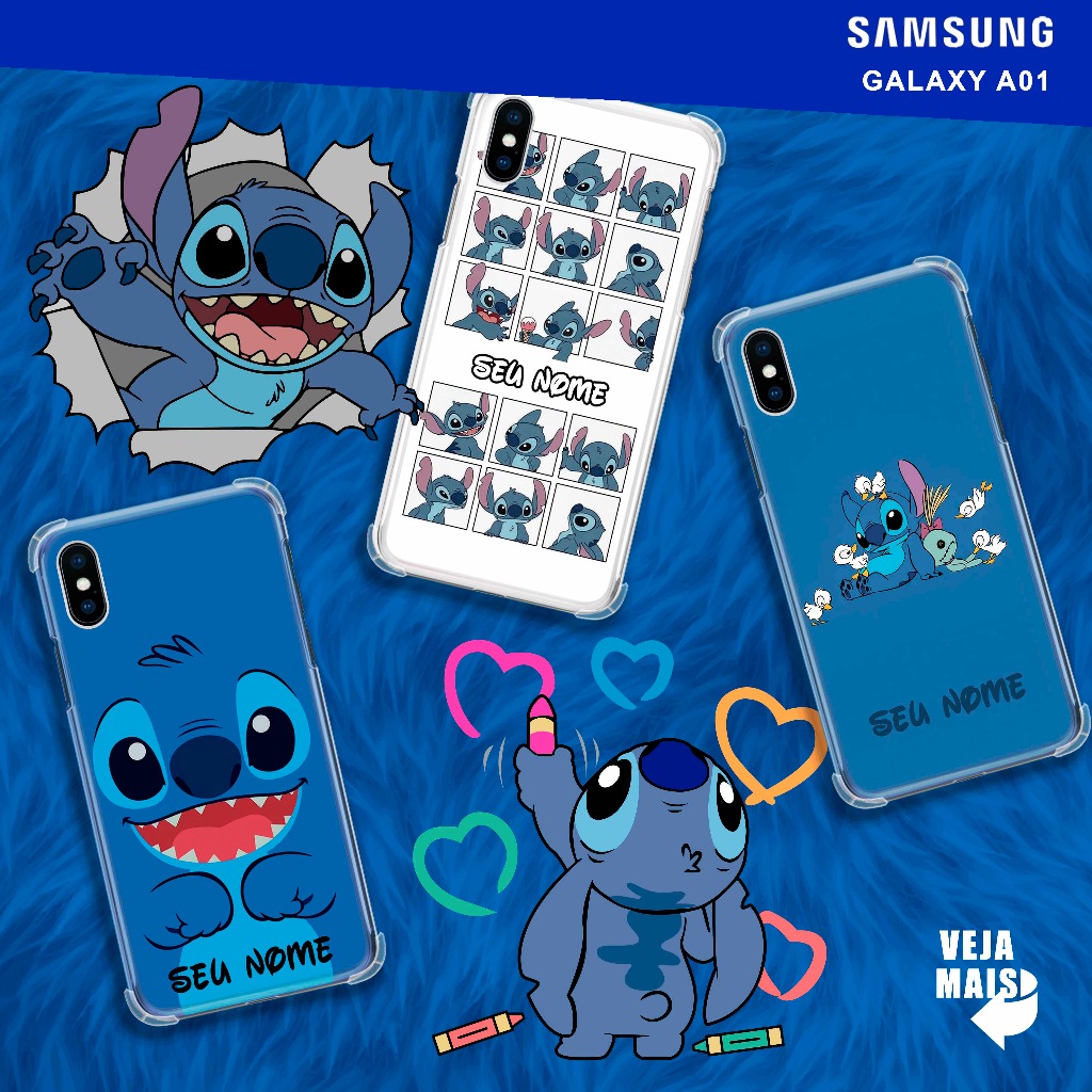 Capa Capinha - Samsung Galaxy A01 - Stitch & Angel Personalizado