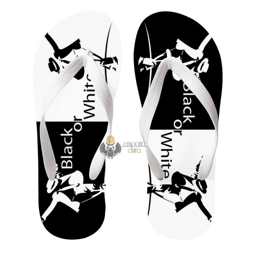 Chinelo adulto ou infantil Michael Jackson black or white