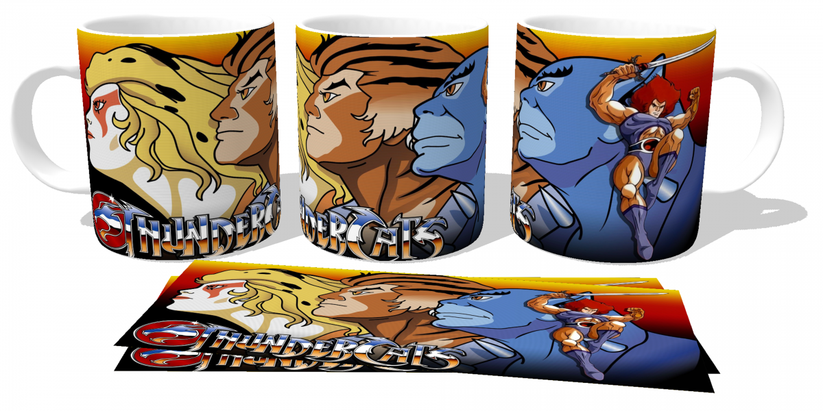 Caneca cerâmica copo porcelana  Thundercats Lion Pantro Tygra Sheetara