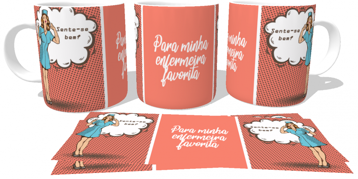 Caneca plástico copo polimero Enfermeira favorita