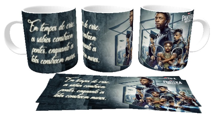 Caneca plástico copo polimero  Pantera negra em tempos de crise
