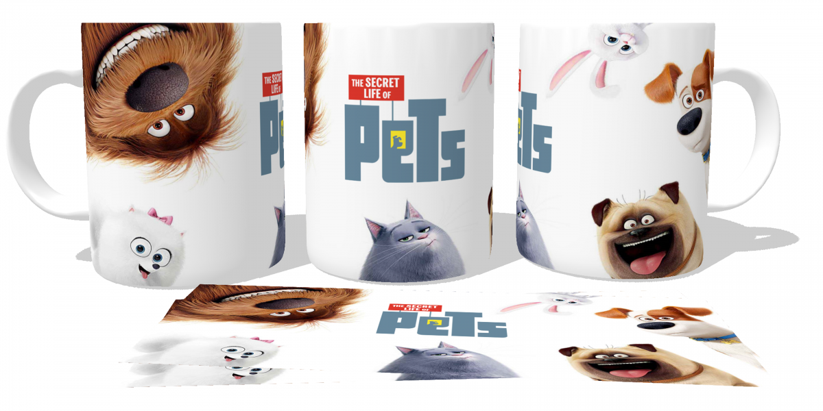 Caneca plástico copo polimero  Pets movie
