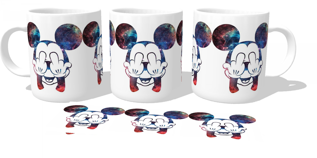 Caneca plástico copo polimero  Mickey dedo do meio