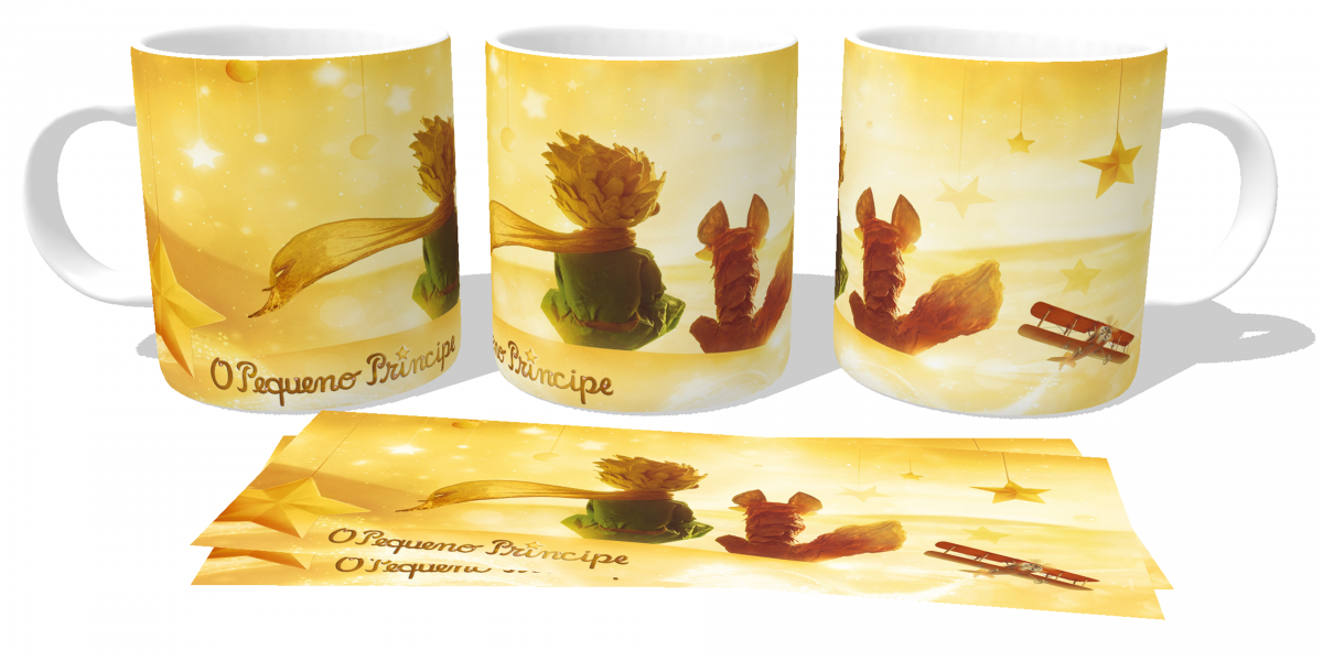Caneca plástico copo polimero O pequeno príncipe e a raposa