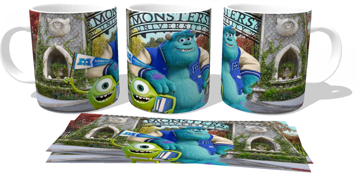 Caneca plástico copo polimero  Monstros SA University bandeirinha