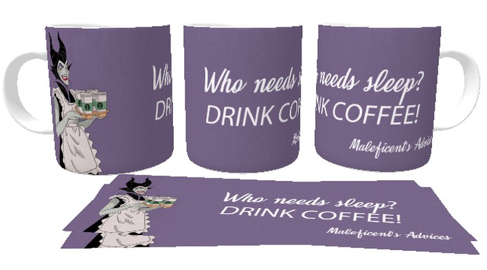 Caneca plástico copo polimero  Malévola café