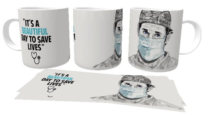 Caneca plástico copo polimero  Grey's Anatomy beautiful day save