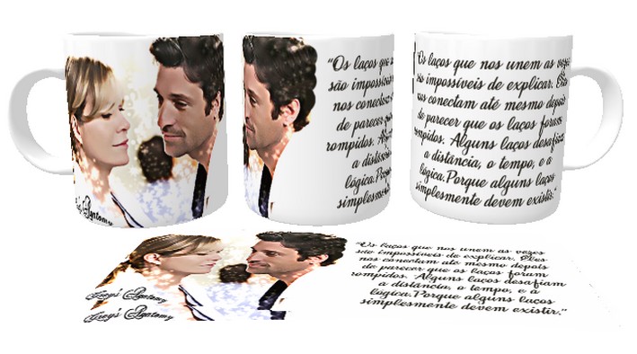 Caneca plástico copo polimero  Grey's Anatomy laços