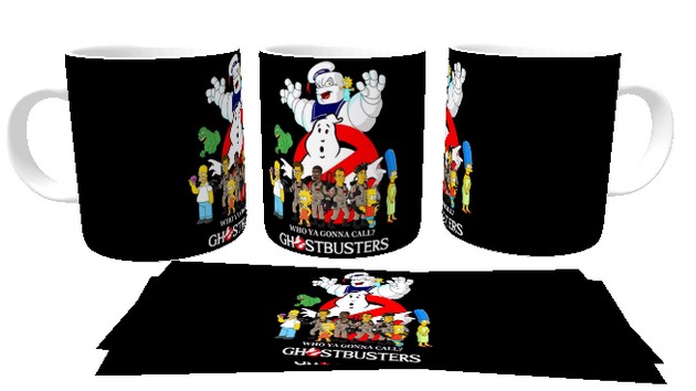 Caneca plástico copo polimero  Caça Fantasmas Simpsons