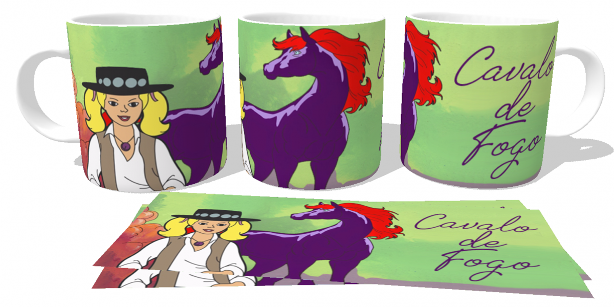 Caneca plástico copo polimero  Cavalo de Fogo e princesa Sara