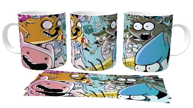 Caneca plástico copo polimero  Apenas um show vs Hora da Aventura