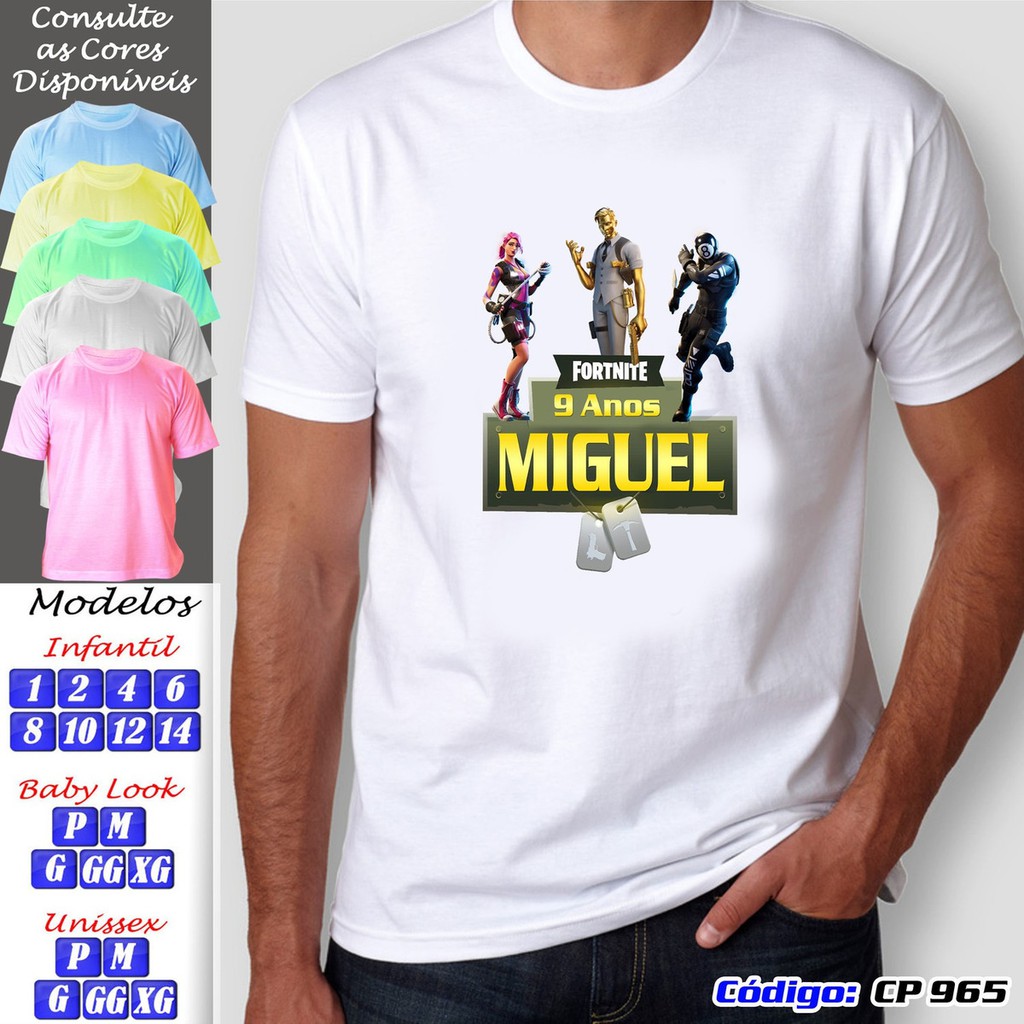 Kit Com 20 Camisetas Adulto Infantil Personalizadas Fortnite