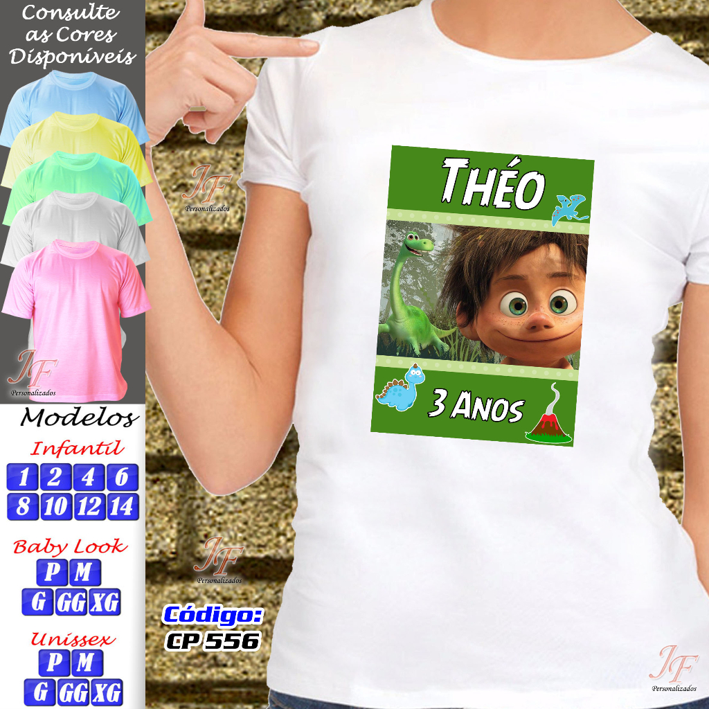 Camisa Bom Dinossauro Personalizada | 01 Unidade | Camiseta Customizada Jurassic