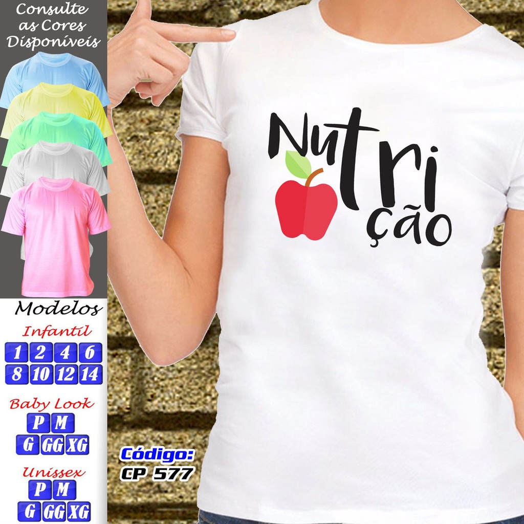 Kit 05 Camisetas Personalizada Nutrição Nutricionista