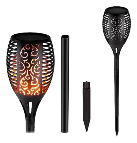 Luminária Jardim Luz Solar Espeto Tocha Efeito Chamafogo