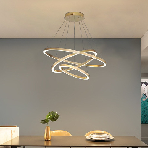 Lustre Pendente Cristal 3 Aneis Aros 89w Branco Quente Bivolt Luminária de teto