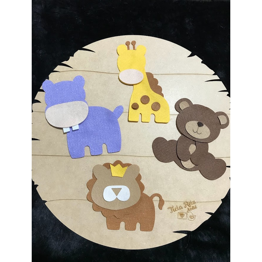 Aplique de Animais de feltro 10cm de altura  aplique de leão, urso, hipopótamo, caranguejo, sapo, porco, vaca e girafa