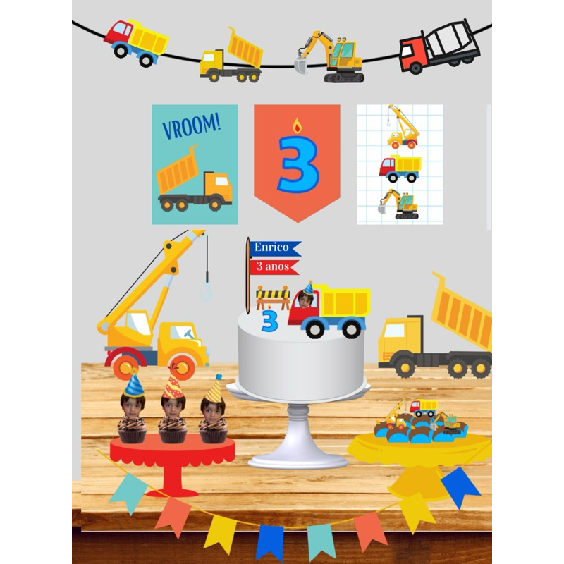 kit festa afetiva carros trator em Oferta na Shopee