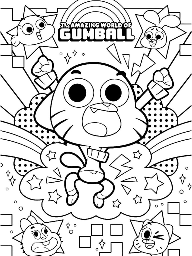 80 Desenhos Para Pintar E Colorir Gumball - Folha A4 ! 1 Por Folha!