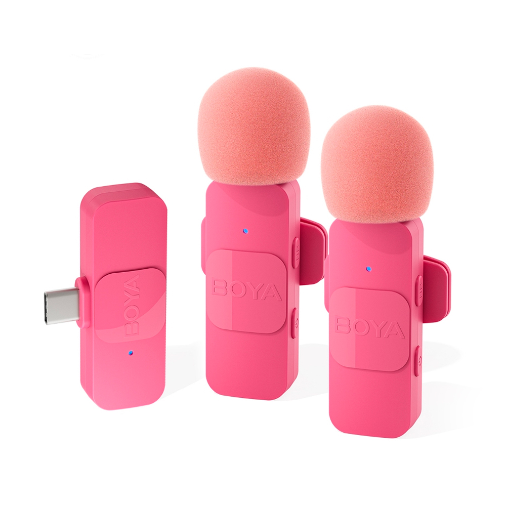 Microfone de Lapela BOYA BY-V20 Rosa – USB-C para iPhone 15 e Android