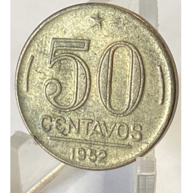 50 Centavos 1952 Presidente Dutra Moeda Bronze Alumínio Baixa tiragem