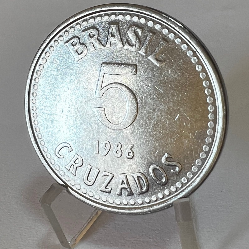 5 Cruzados 1986 Moeda Brasão da República aço