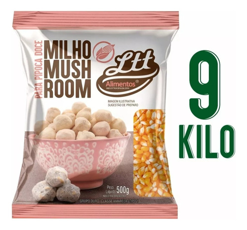 Milho Pipoca Mushroom Redonda Gourmet 9kg Fardo