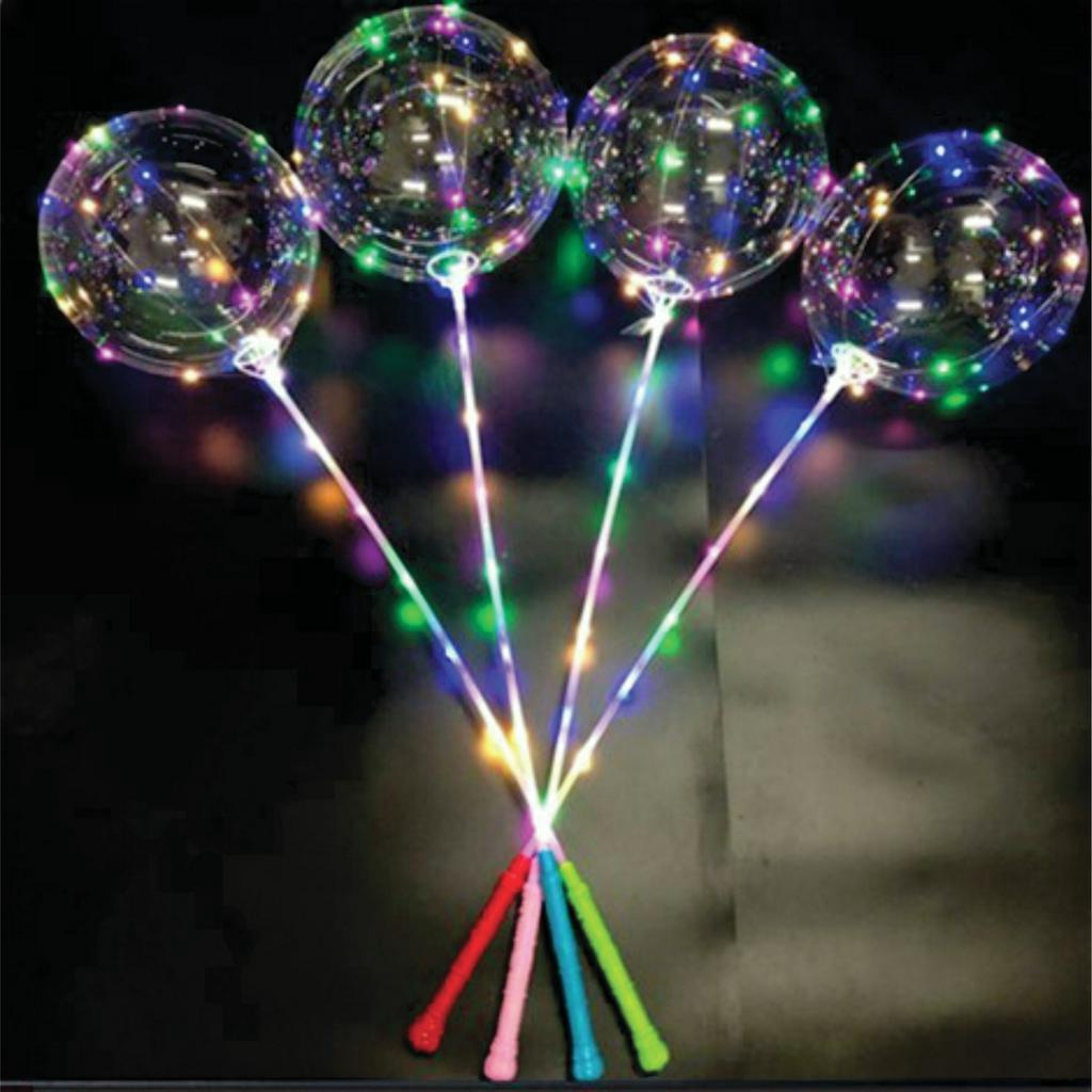 Kit c/ 5 Balão Bubble Bobo Transparente Gigante 36 Polegadas 90cm e Bastão Led + Varetas - Decoração Festas Aniversarios