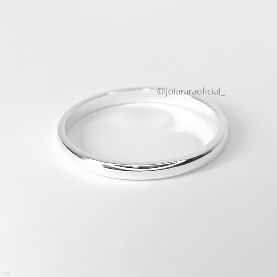 Aliança Tradicional Casamento Noivado Namoro Compromisso 2mm Clássica Banhado a Prata em Oferta na Shopee
