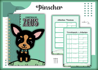 Caderneta Pet Personalizada com Nome – Tema Pinscher preto