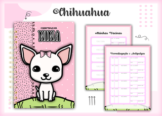 Caderneta Pet Personalizada com Nome – Tema Chihuahua
