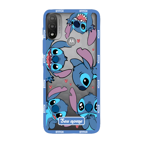 Capinha para Moto E20 Anti Impacto Personalizada - Lilo e Stitch - Stiti Transparente com nome em Oferta na Shopee