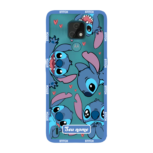 Capinha para Moto E7 Anti Impacto Personalizada - Lilo e Stitch - Stiti Transparente com nome em Oferta na Shopee