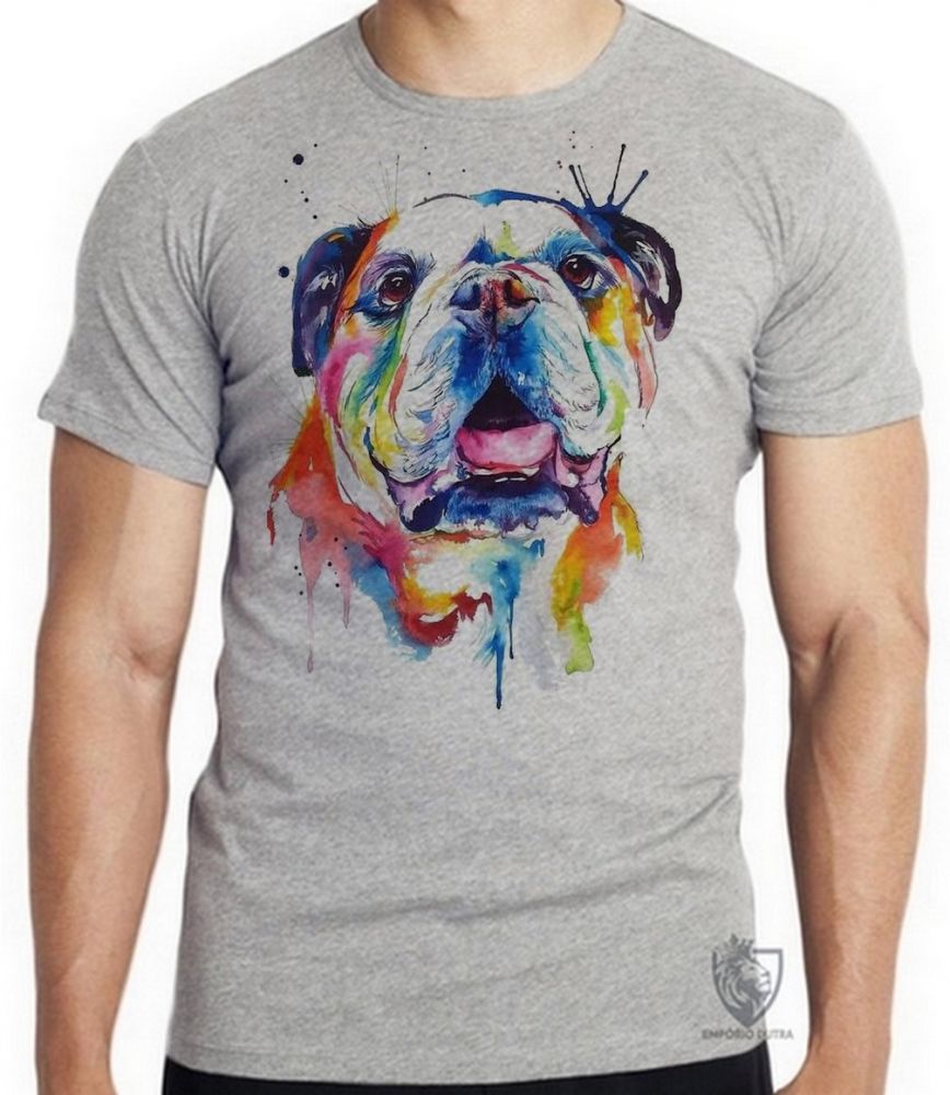 camiseta blusa Cachorro Bulldog Blusa criança infantil juvenil adulto camisa todos tamanhos