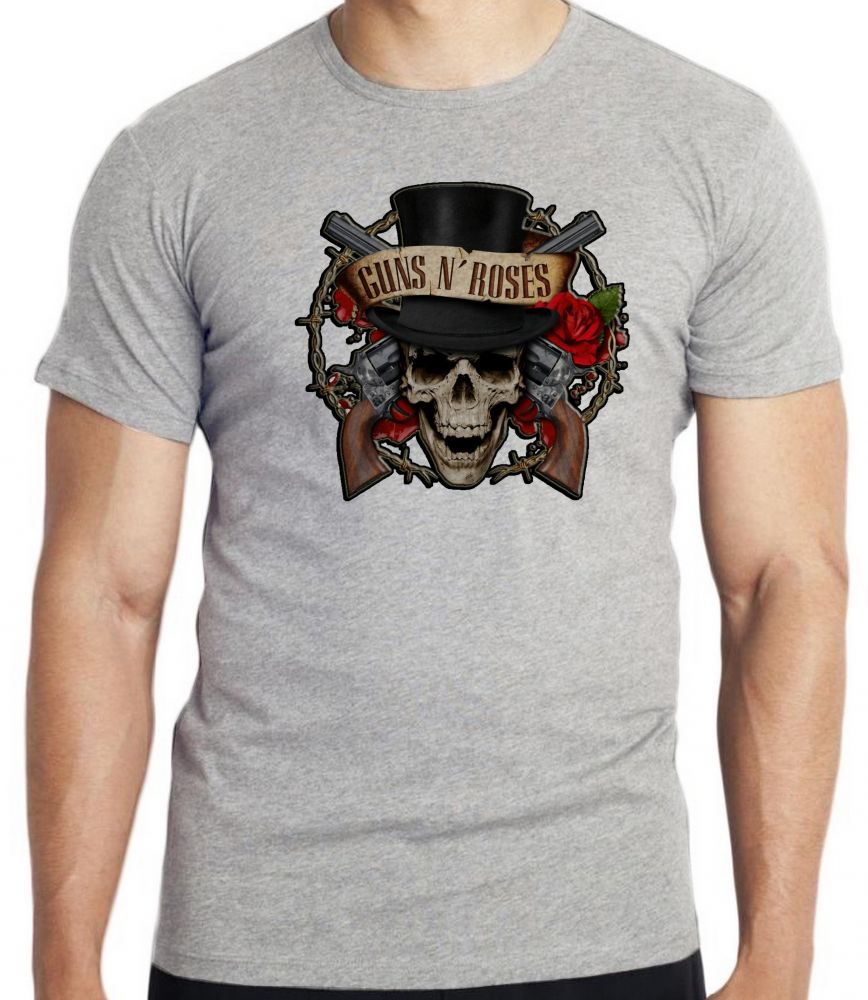 camiseta blusa Guns in Roses Caveira Blusa criança infantil juvenil adulto camisa tamanhos