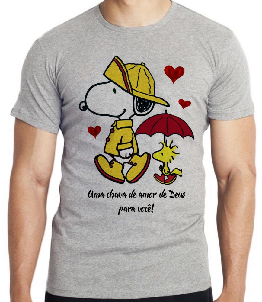 camiseta blusa  Chuva de Amor de Deus Snoopy Blusa criança infantil juvenil adulto camisa tamanhos
